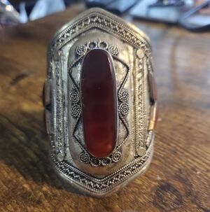 Afghani Bracelet Cuff With Carnelian Stone B13706